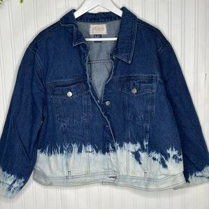 Capistrano Jeans Plus Size vintage blue denim acid stoned washed jacket Size 22